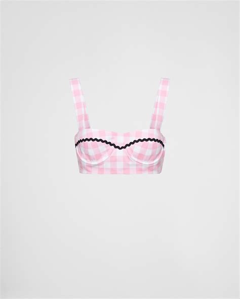 prada brallette|Pink/black Gingham Check Bralette Top .